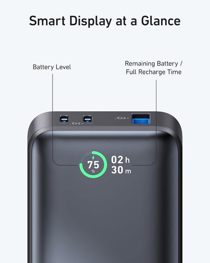 Vanjska baterija Anker 533, 10000mAh, 30W, QC + PD, 1 x USB-A - 2 x USB-C, Crna A1256G12